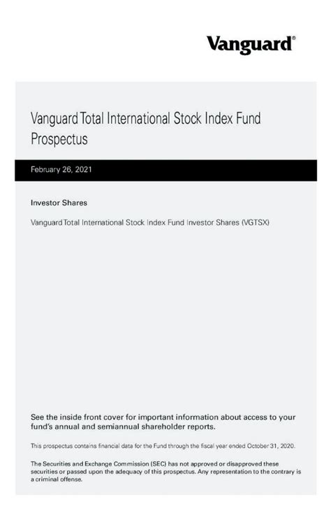 Vanguard Total International Stock Index Fund: (MF: VGTSX).